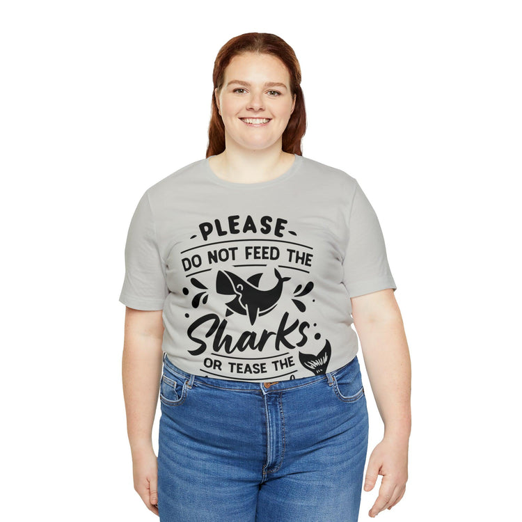 Please Don't Feed The Sharks Unisex Jersey Short Sleeve Tee - MessyBunFun - Your Destination for Stylish Unisex Clothing, Tops and bottoms - MessyBunFun.com