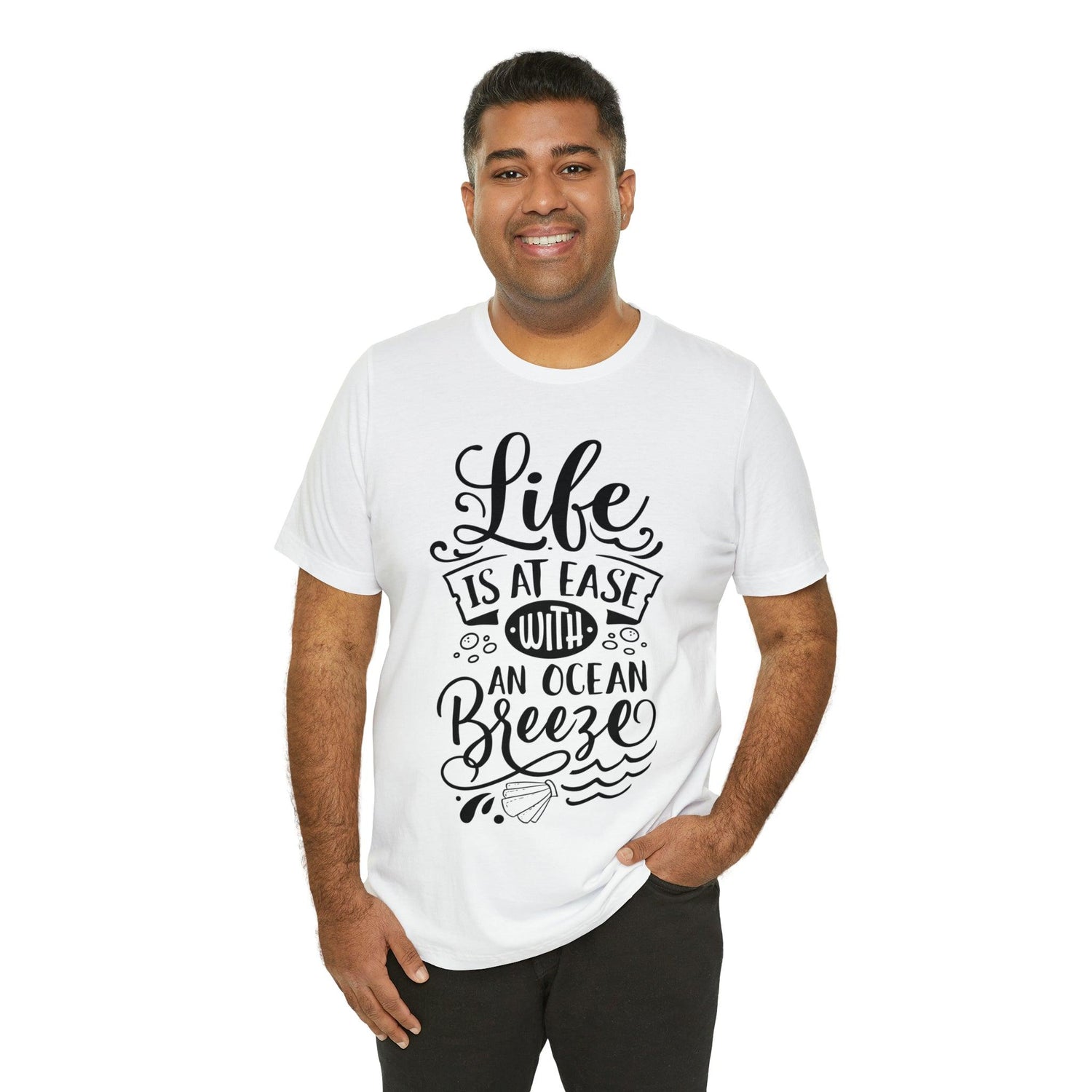 Life Is At Ease With An Ocean Breeze Unisex Jersey Short Sleeve Tee - MessyBunFun - Your Destination for Stylish Unisex Clothing, Tops and bottoms - MessyBunFun.com