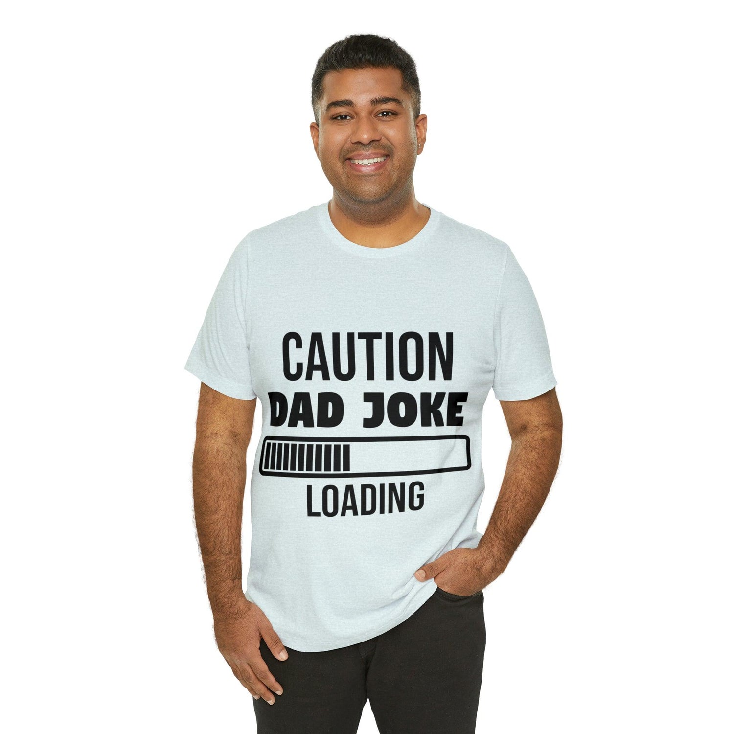 Caution Dad Joke Loading Unisex Jersey Short Sleeve Tee - MessyBunFun - Your Destination for Stylish Unisex Clothing, Tops and bottoms - MessyBunFun.com