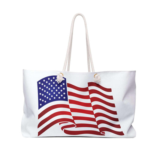 American Flag Waving Weekender Bag