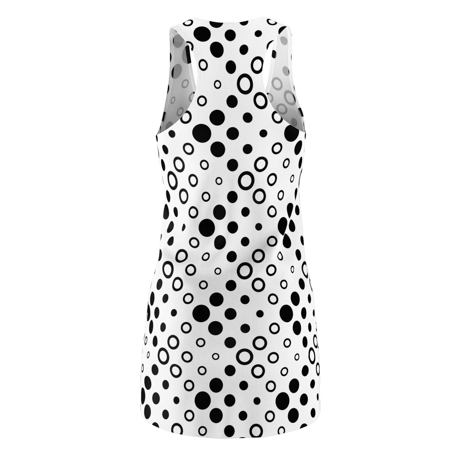 Black and White Polka Dot Women's Cut & Sew Racerback Dress