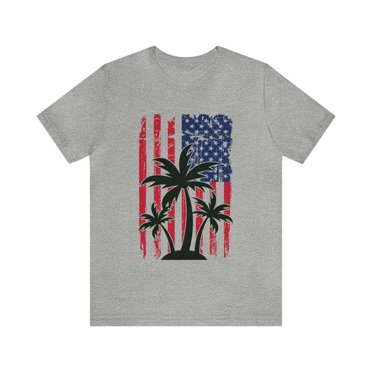 American Flag Palm Trees Unisex Jersey Short Sleeve Tee