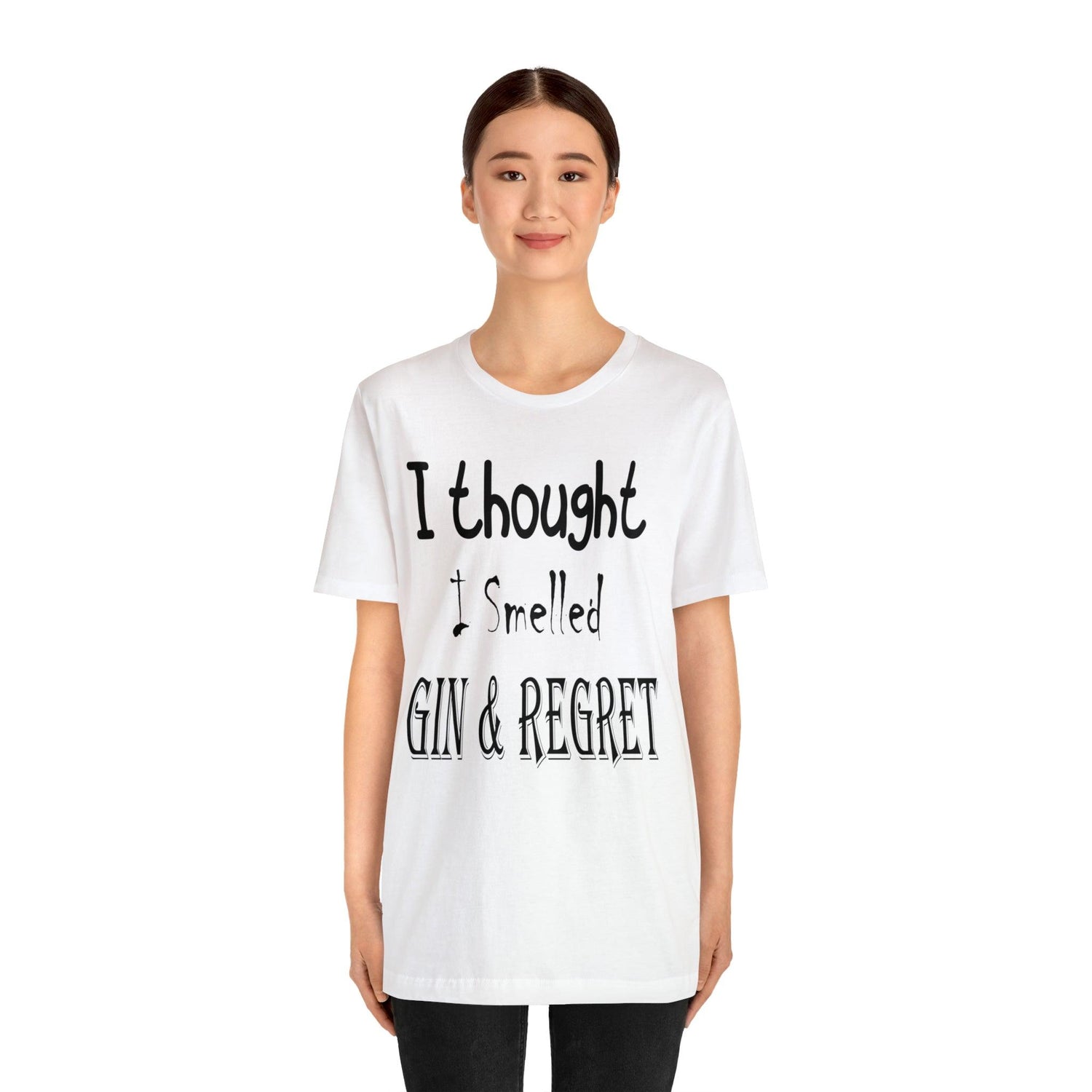 Gin & Regret Unisex Jersey Short Sleeve Tee - MessyBunFun - Your Destination for Stylish Unisex Clothing, Tops and bottoms - MessyBunFun.com