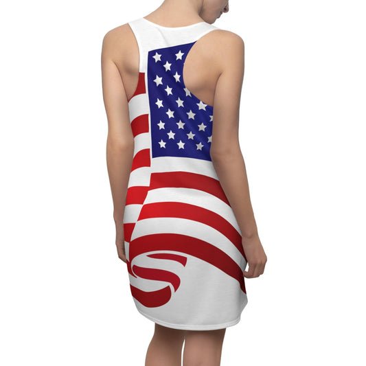 American Flag Waving Women's Racerback Dress