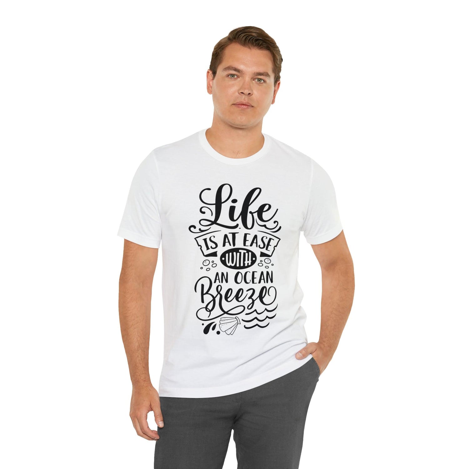 Life Is At Ease With An Ocean Breeze Unisex Jersey Short Sleeve Tee - MessyBunFun - Your Destination for Stylish Unisex Clothing, Tops and bottoms - MessyBunFun.com