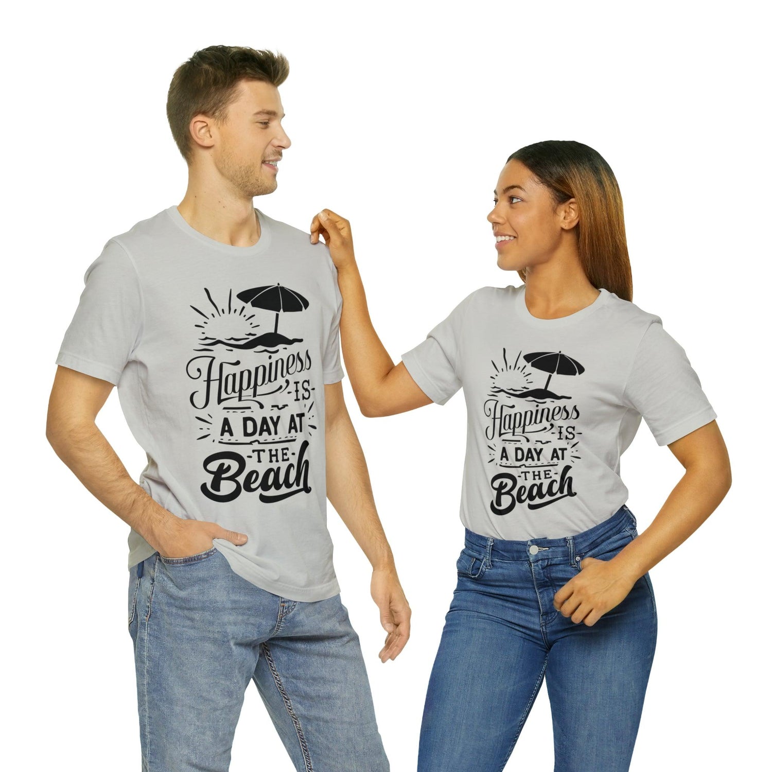 Happiness is a Day at the Beach Unisex Jersey Short Sleeve Tee - MessyBunFun - Your Destination for Stylish Unisex Clothing, Tops and bottoms - MessyBunFun.com