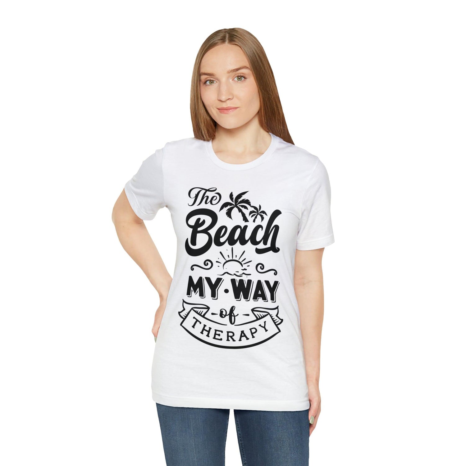 The Beach Is My Therapy Unisex Jersey Short Sleeve T-Shirt - MessyBunFun - Your Destination for Stylish Unisex Clothing, Tops and bottoms - MessyBunFun.com