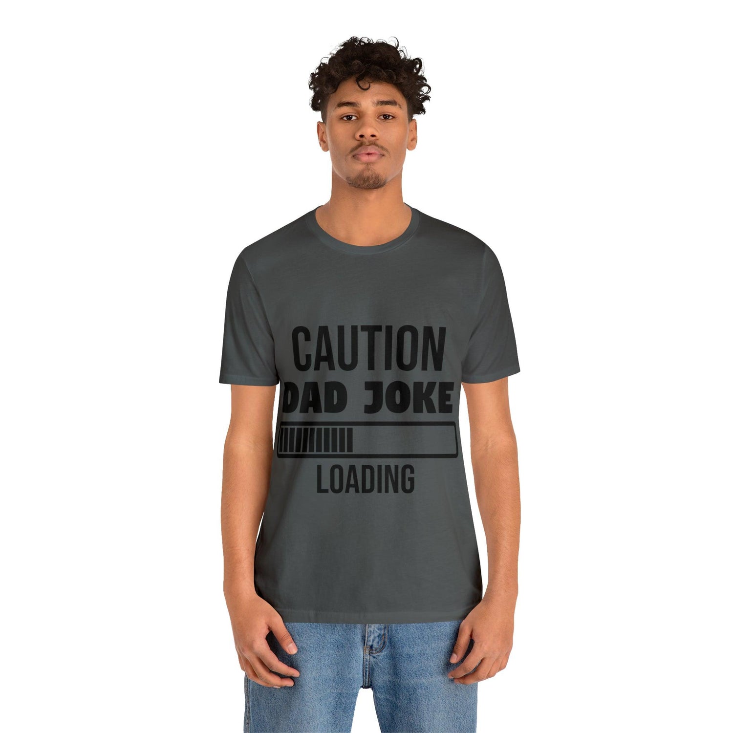 Caution Dad Joke Loading Unisex Jersey Short Sleeve Tee - MessyBunFun - Your Destination for Stylish Unisex Clothing, Tops and bottoms - MessyBunFun.com