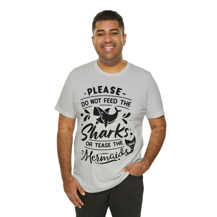 Please Don't Feed The Sharks Unisex Jersey Short Sleeve Tee - MessyBunFun - Your Destination for Stylish Unisex Clothing, Tops and bottoms - MessyBunFun.com