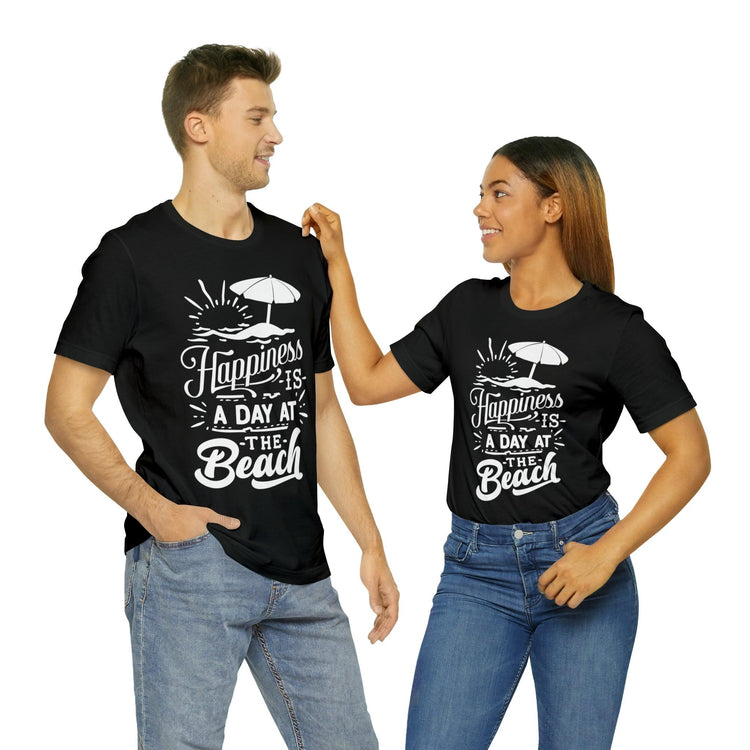 Happiness Is A Day At The Beach Unisex Jersey Short Sleeve Tee - MessyBunFun - Your Destination for Stylish Unisex Clothing, Tops and bottoms - MessyBunFun.com