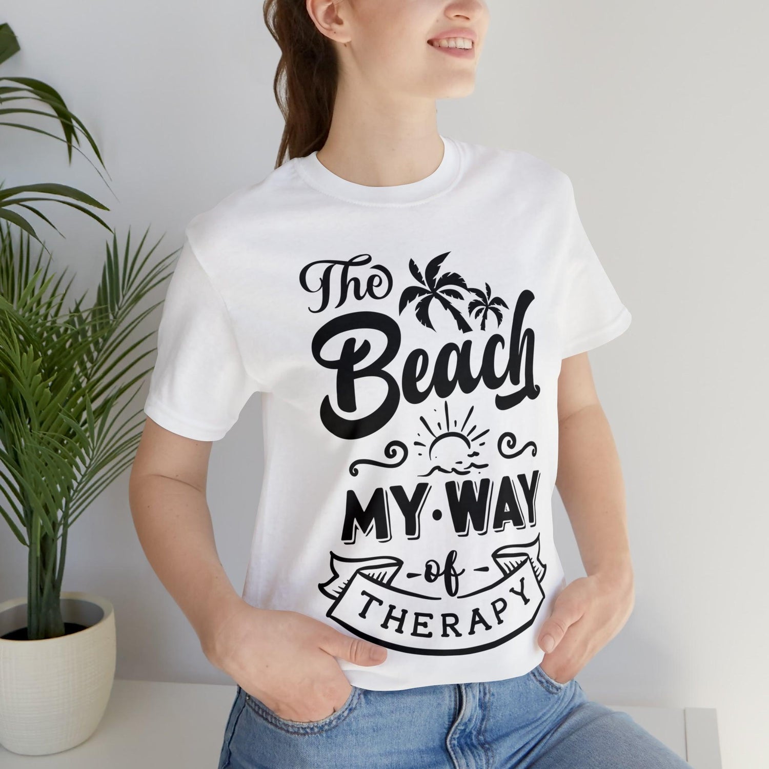 The Beach Is My Therapy Unisex Jersey Short Sleeve T-Shirt - MessyBunFun - Your Destination for Stylish Unisex Clothing, Tops and bottoms - MessyBunFun.com