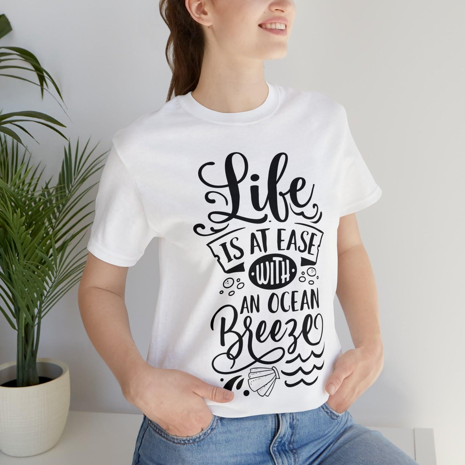 Life Is At Ease With An Ocean Breeze Unisex Jersey Short Sleeve Tee - MessyBunFun - Your Destination for Stylish Unisex Clothing, Tops and bottoms - MessyBunFun.com