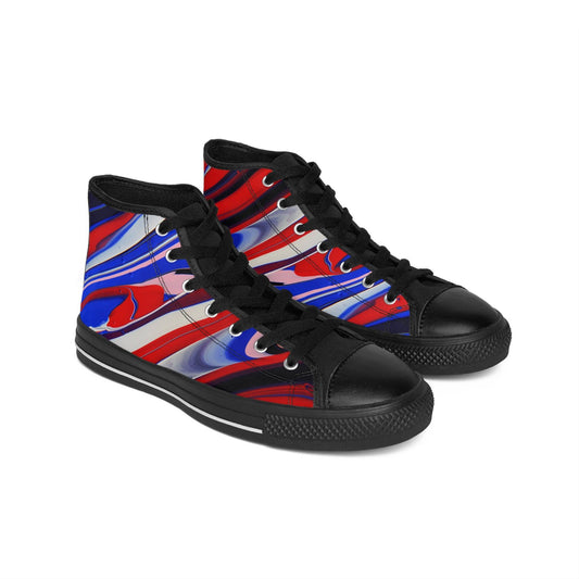 Red White Blue Swirl Men's High-Top Sneakers