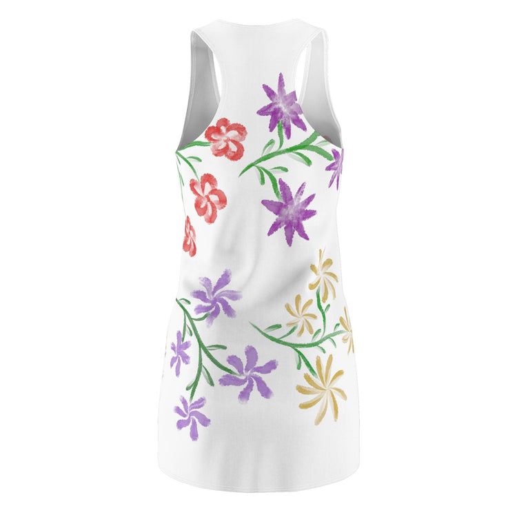 Meadow Flowers on White Women's Cut & Sew Racerback Dress