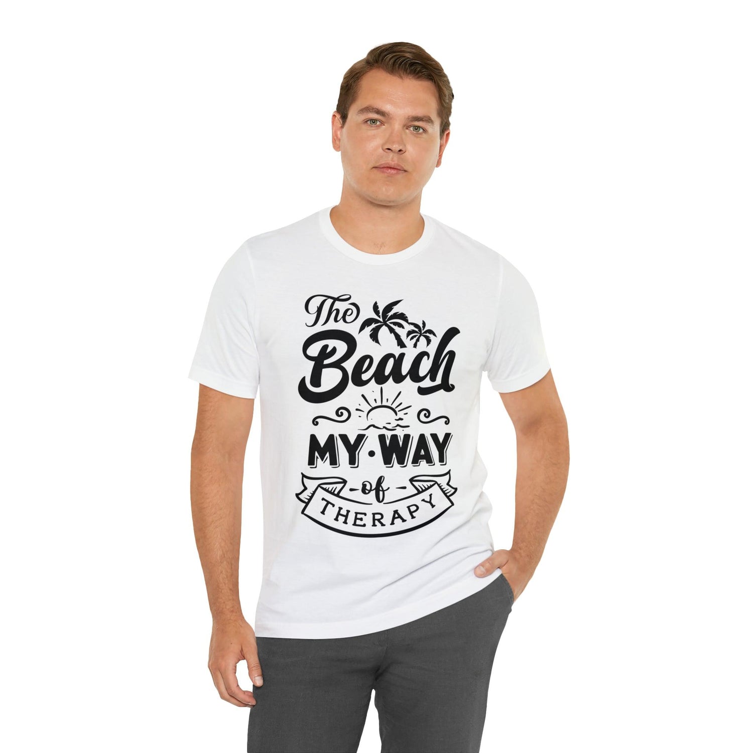 The Beach Is My Therapy Unisex Jersey Short Sleeve T-Shirt - MessyBunFun - Your Destination for Stylish Unisex Clothing, Tops and bottoms - MessyBunFun.com