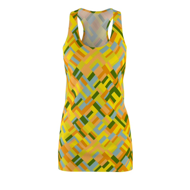 Yellow Orange Green Confetti Women's Cut & Sew Racerback Dress