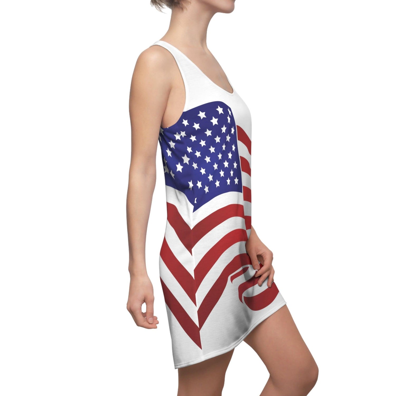 American Flag Waving Women's Racerback Dress