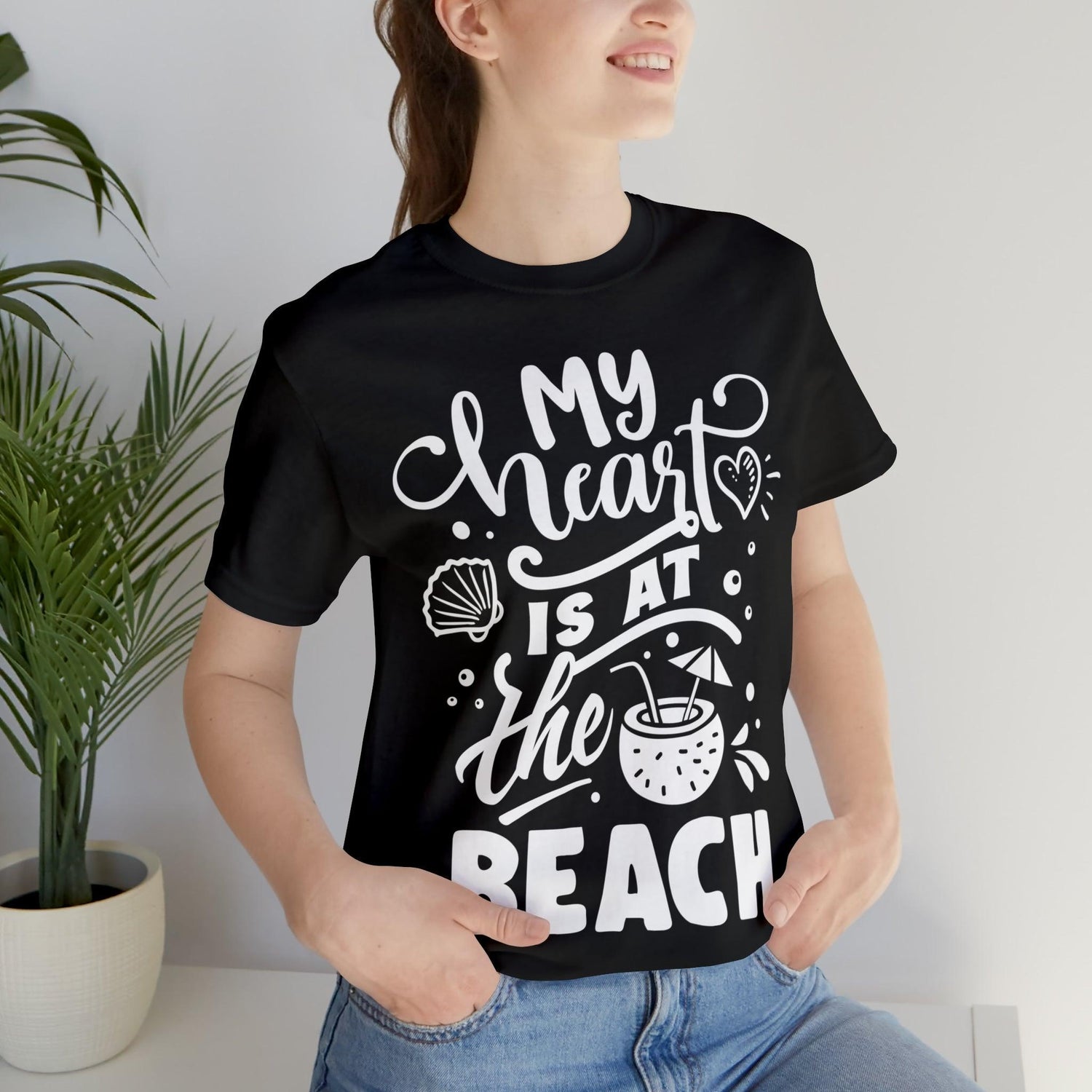 My Heart Is At The Beach Unisex Jersey Short Sleeve Tee