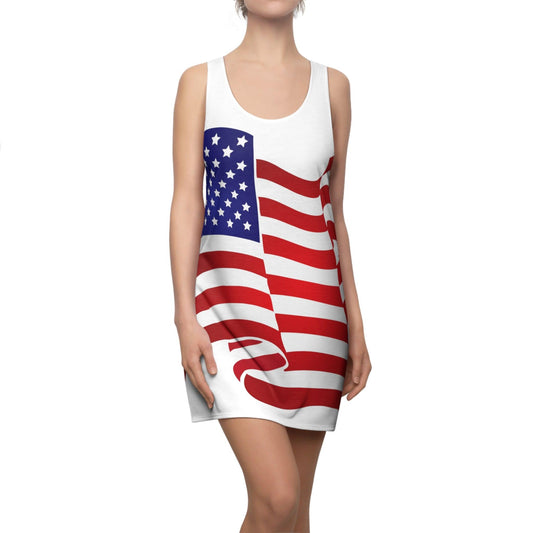 American Flag Waving Women's Racerback Dress