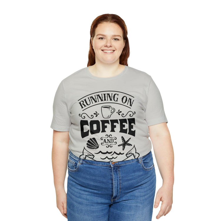 Running on Coffee and Beach Time Unisex Jersey Short Sleeve Tee