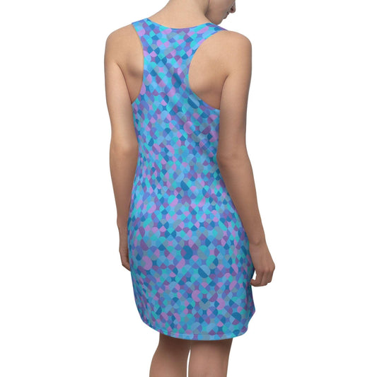 Blue and Pink Pixels Women's Cut & Sew Racerback Dress