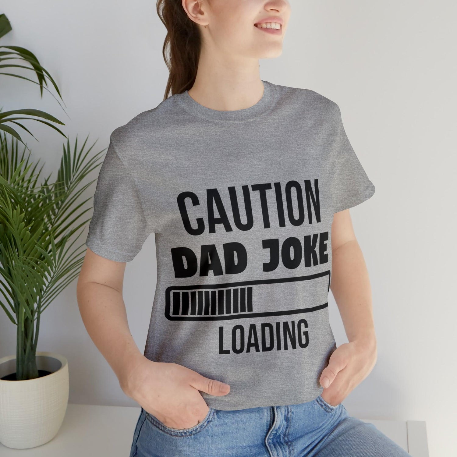 Caution Dad Joke Loading Unisex Jersey Short Sleeve Tee - MessyBunFun - Your Destination for Stylish Unisex Clothing, Tops and bottoms - MessyBunFun.com