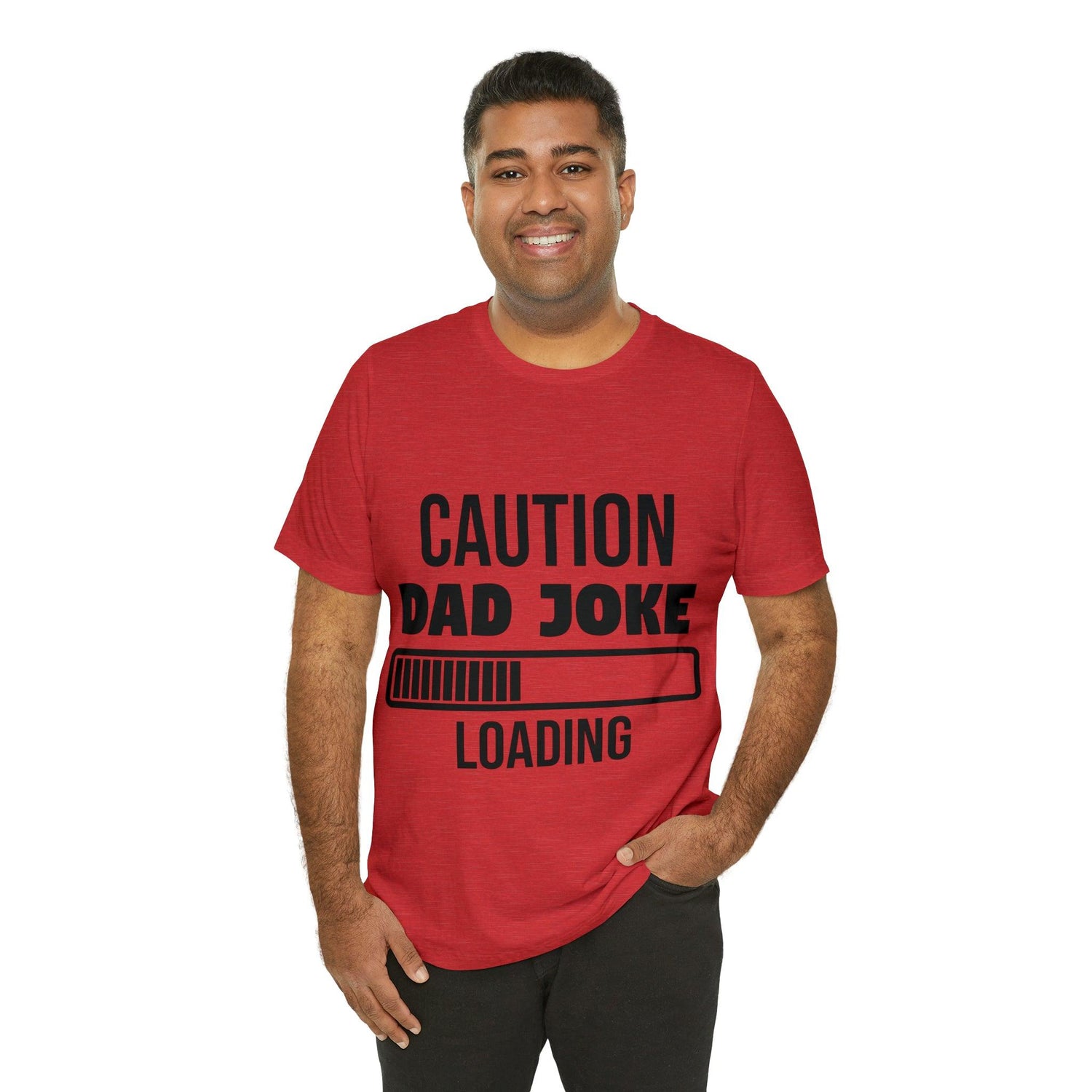 Caution Dad Joke Loading Unisex Jersey Short Sleeve Tee - MessyBunFun - Your Destination for Stylish Unisex Clothing, Tops and bottoms - MessyBunFun.com