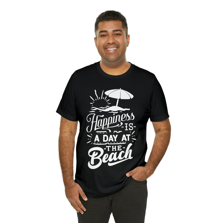 Happiness Is A Day At The Beach Unisex Jersey Short Sleeve Tee - MessyBunFun - Your Destination for Stylish Unisex Clothing, Tops and bottoms - MessyBunFun.com