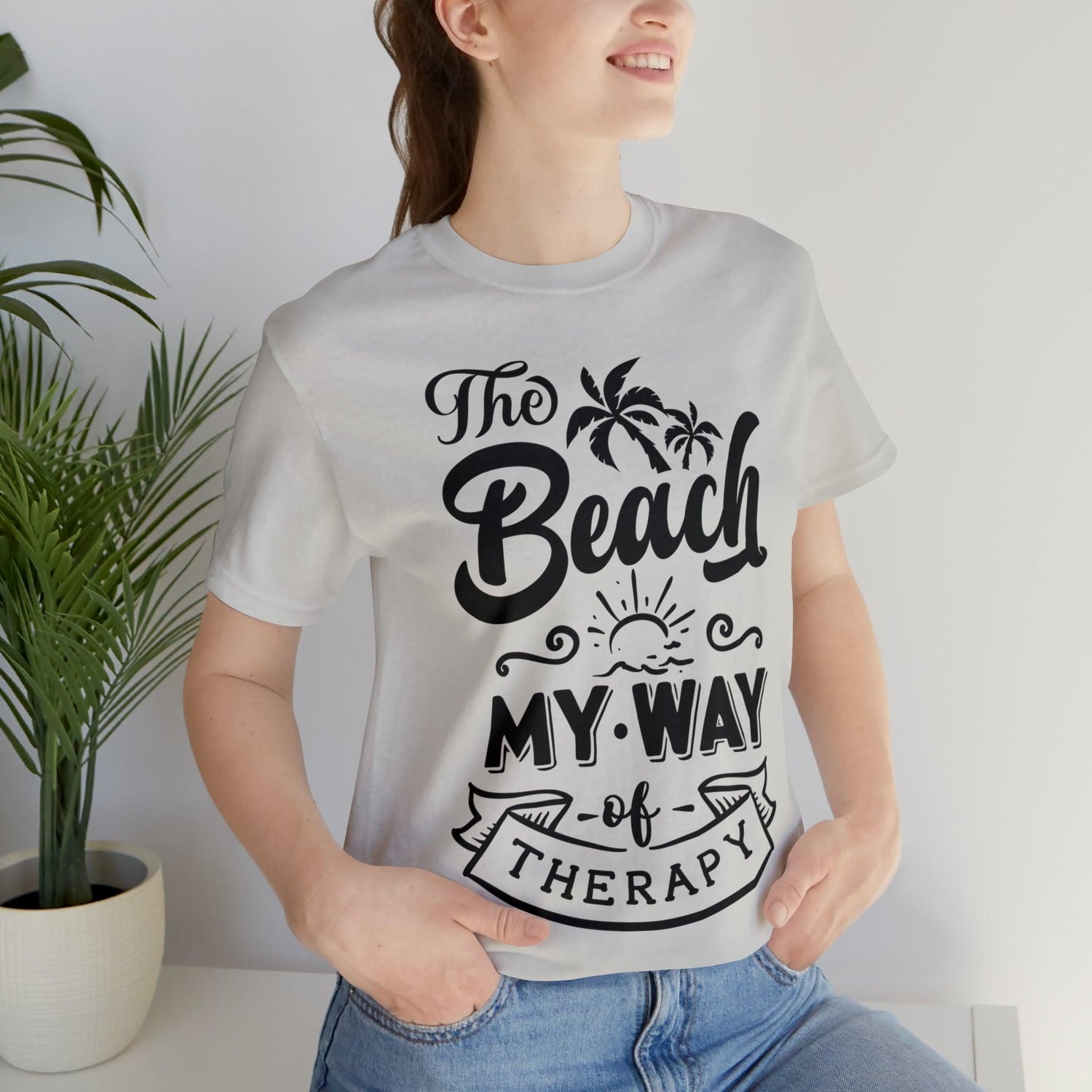 The Beach Is My Therapy Unisex Jersey Short Sleeve T-Shirt - MessyBunFun - Your Destination for Stylish Unisex Clothing, Tops and bottoms - MessyBunFun.com