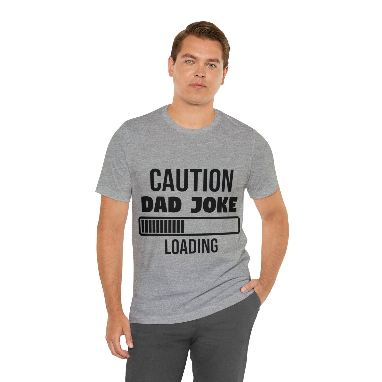 Caution Dad Joke Loading Unisex Jersey Short Sleeve Tee - MessyBunFun - Your Destination for Stylish Unisex Clothing, Tops and bottoms - MessyBunFun.com