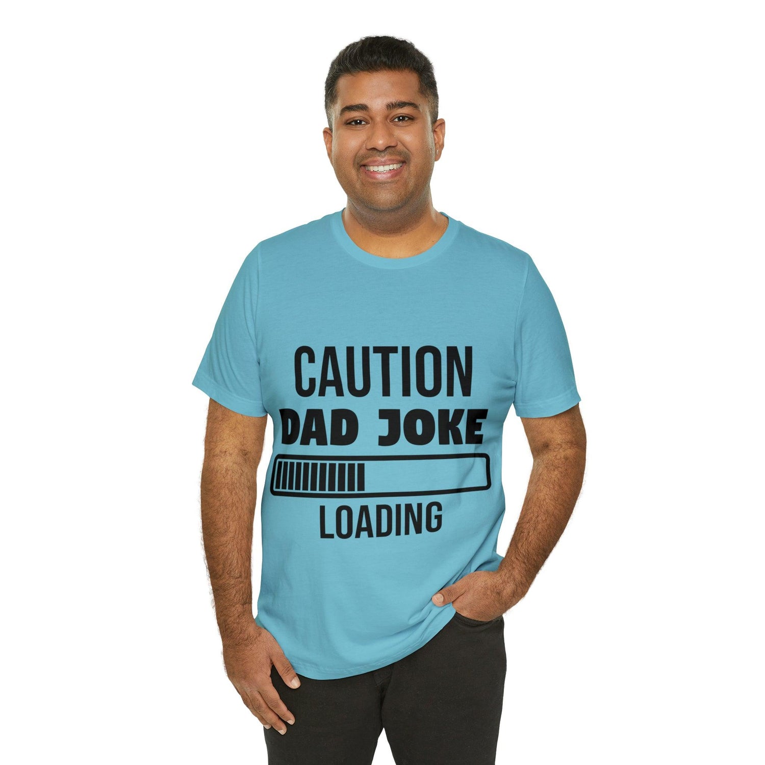 Caution Dad Joke Loading Unisex Jersey Short Sleeve Tee - MessyBunFun - Your Destination for Stylish Unisex Clothing, Tops and bottoms - MessyBunFun.com