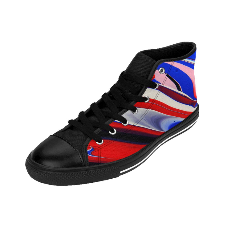 Red White Blue Swirl Men's High-Top Sneakers