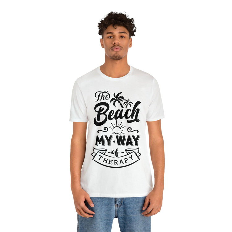 The Beach Is My Therapy Unisex Jersey Short Sleeve T-Shirt - MessyBunFun - Your Destination for Stylish Unisex Clothing, Tops and bottoms - MessyBunFun.com