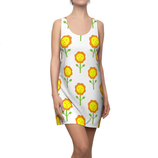 Happy Sun Flowers Women's Cut & Sew Racerback Dress