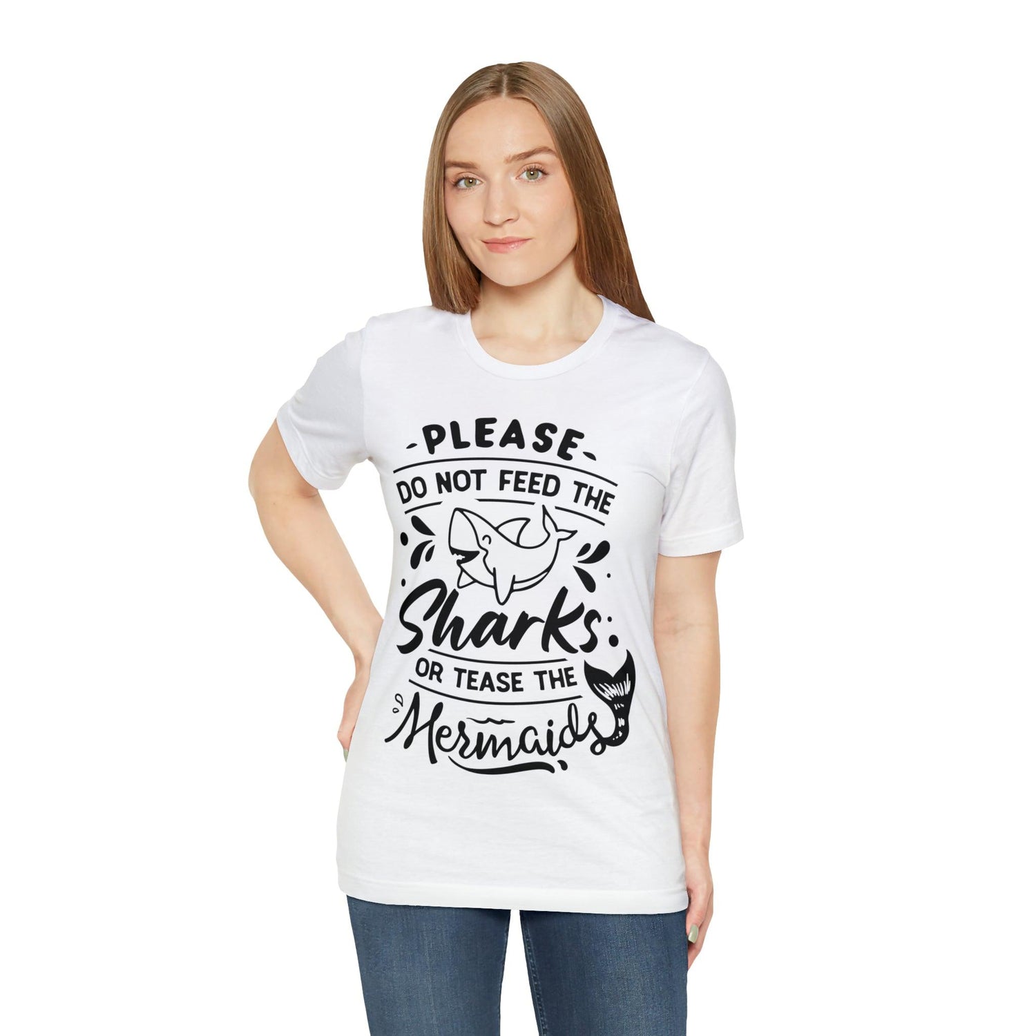 Please Don't Feed The Sharks Unisex Jersey Short Sleeve Tee