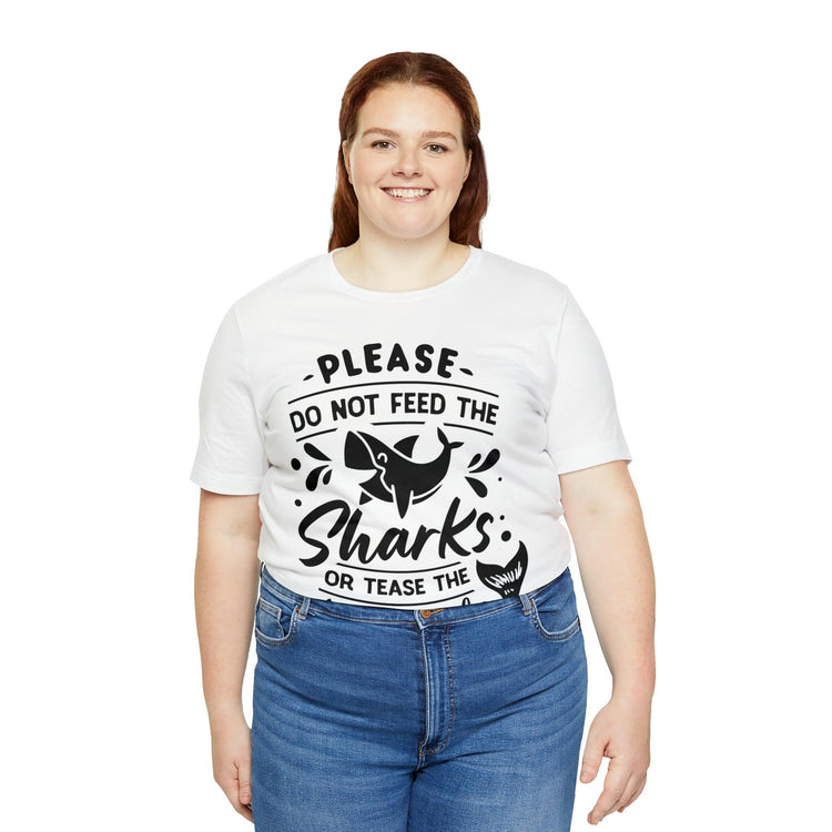 Please Don't Feed The Sharks Unisex Jersey Short Sleeve Tee - MessyBunFun - Your Destination for Stylish Unisex Clothing, Tops and bottoms - MessyBunFun.com