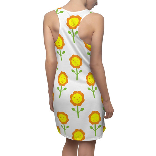 Happy Sun Flowers Women's Cut & Sew Racerback Dress