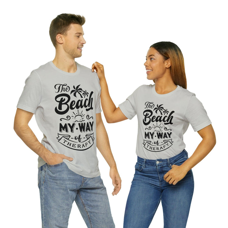 The Beach Is My Therapy Unisex Jersey Short Sleeve T-Shirt - MessyBunFun - Your Destination for Stylish Unisex Clothing, Tops and bottoms - MessyBunFun.com