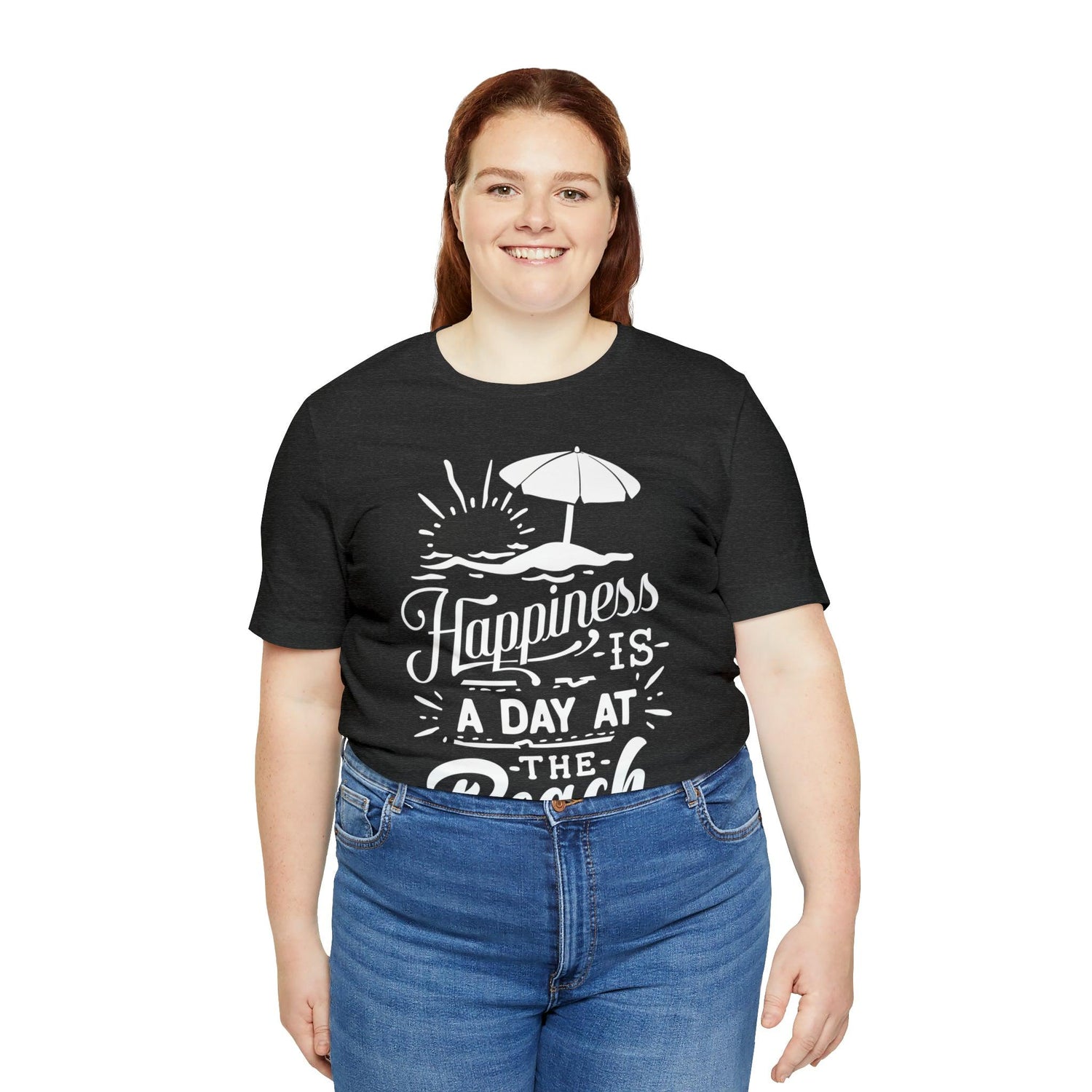 Happiness Is A Day At The Beach Unisex Jersey Short Sleeve Tee - MessyBunFun - Your Destination for Stylish Unisex Clothing, Tops and bottoms - MessyBunFun.com