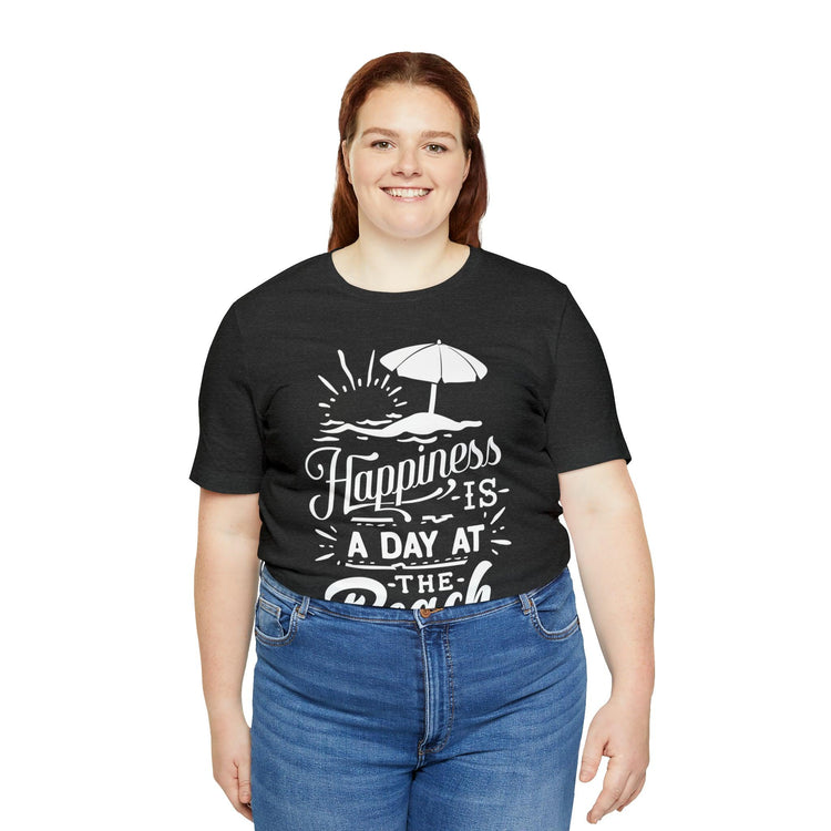 Happiness Is A Day At The Beach Unisex Jersey Short Sleeve Tee - MessyBunFun - Your Destination for Stylish Unisex Clothing, Tops and bottoms - MessyBunFun.com