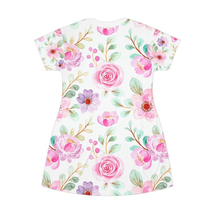 One of a Kind Pink Floral T-Shirt Dress