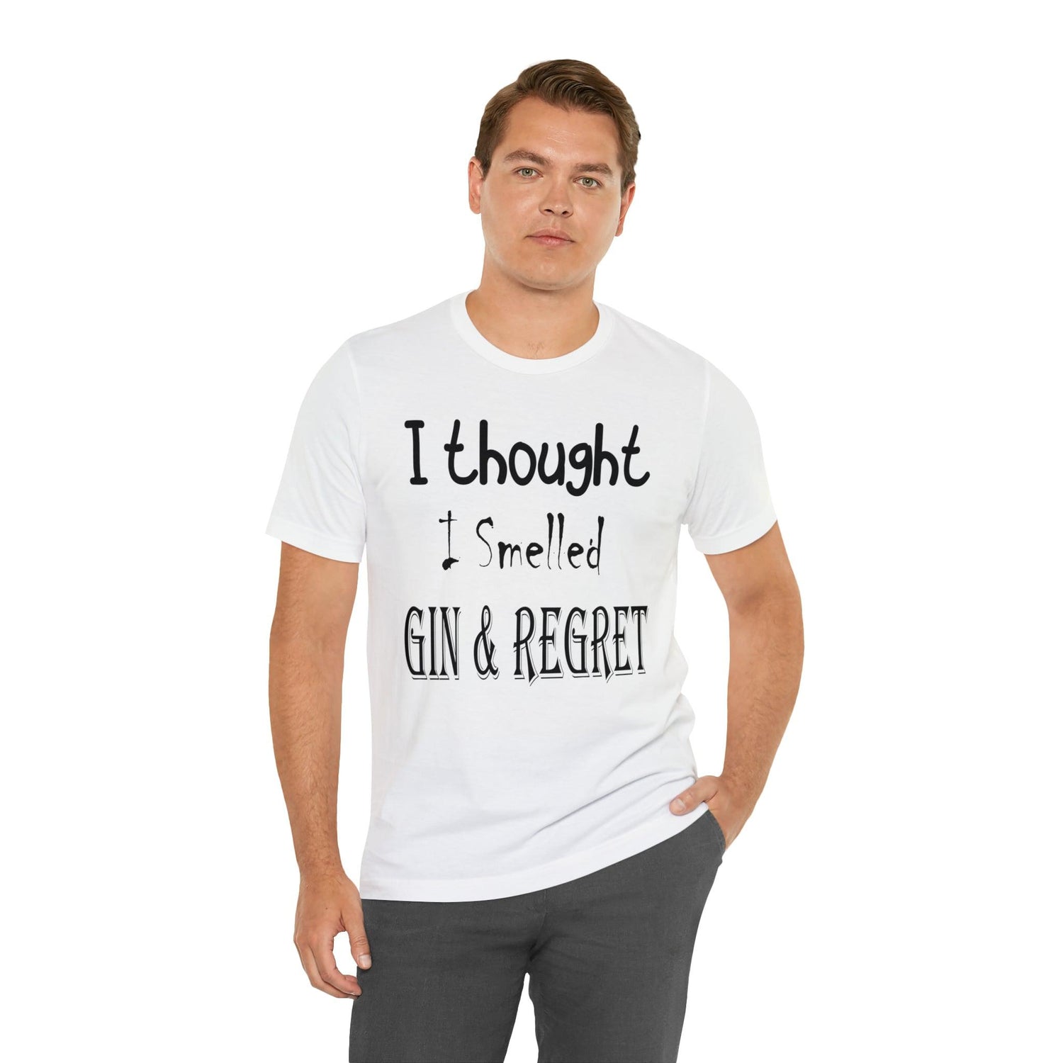 Gin & Regret Unisex Jersey Short Sleeve Tee - MessyBunFun - Your Destination for Stylish Unisex Clothing, Tops and bottoms - MessyBunFun.com