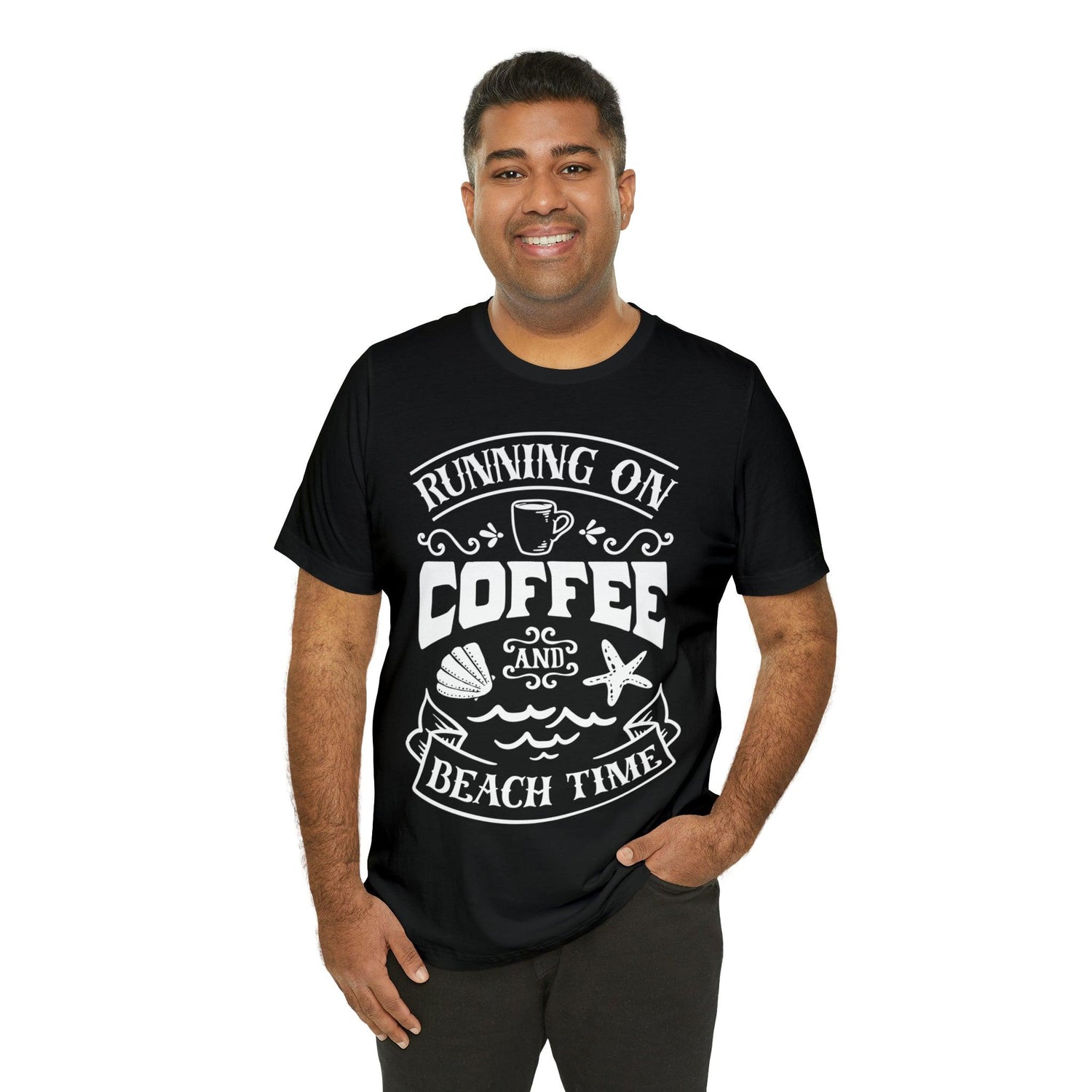 Running On Coffee And Beach Time Unisex Jersey Short Sleeve Tee