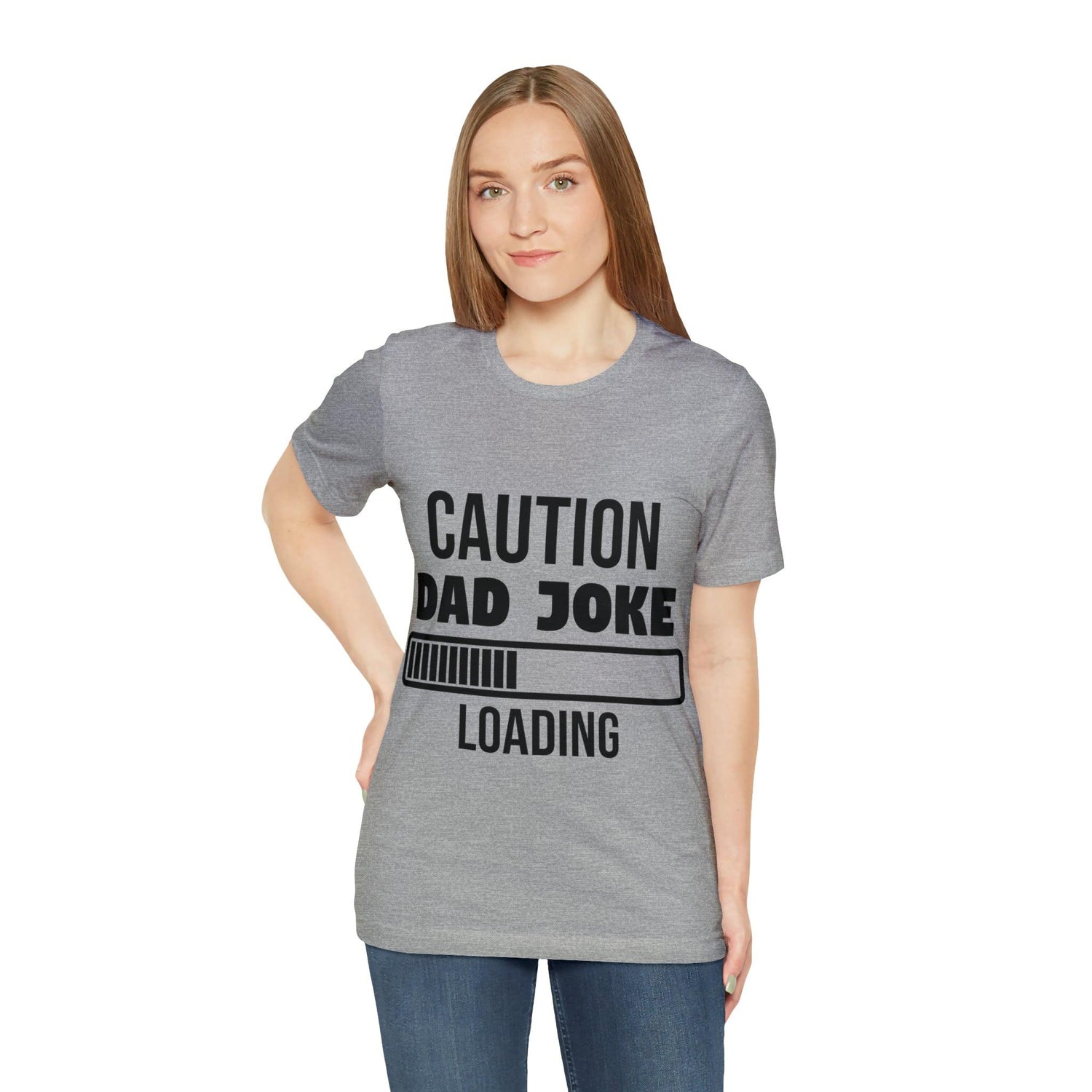 Caution Dad Joke Loading Unisex Jersey Short Sleeve Tee - MessyBunFun - Your Destination for Stylish Unisex Clothing, Tops and bottoms - MessyBunFun.com