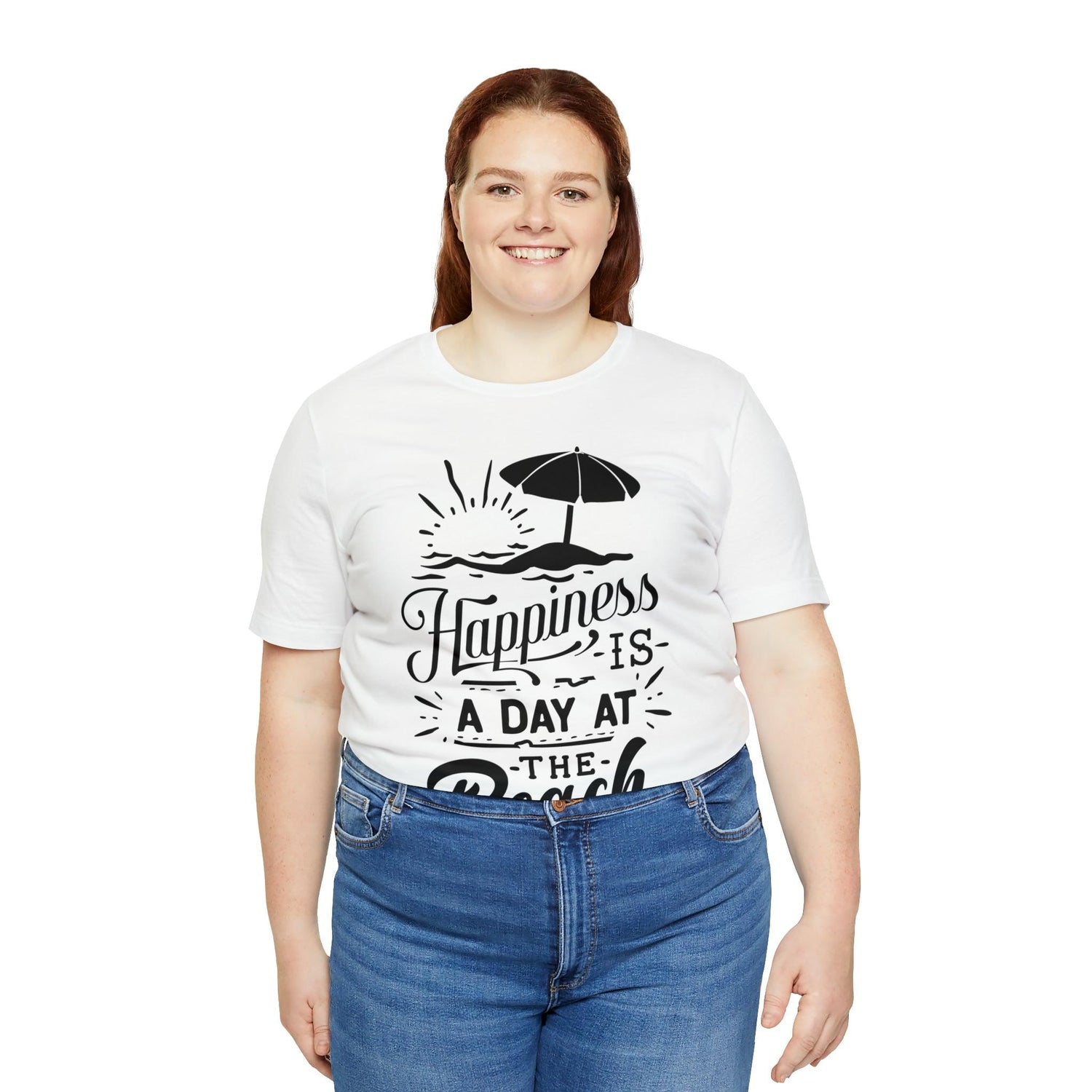 Happiness is a Day at the Beach Unisex Jersey Short Sleeve Tee - MessyBunFun - Your Destination for Stylish Unisex Clothing, Tops and bottoms - MessyBunFun.com