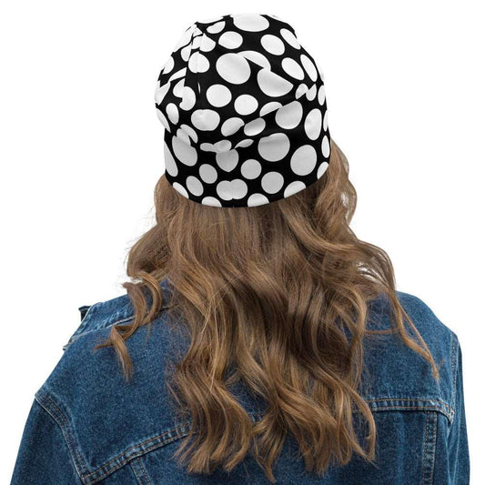 Black and White Dots Beanie - MessyBunFun - Your Destination for Stylish Unisex Clothing, Tops and bottoms - MessyBunFun.com