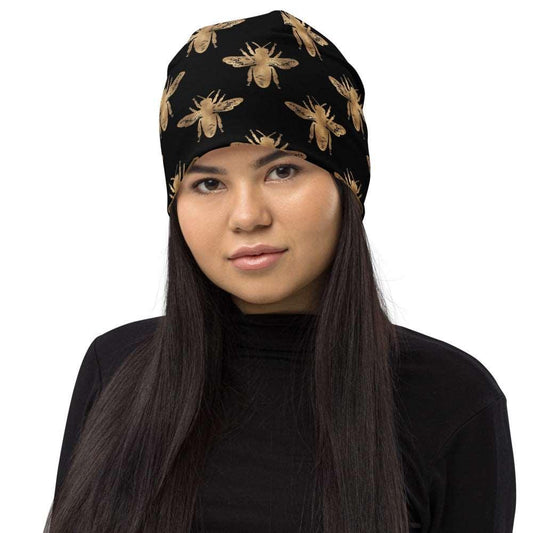 Black and Bee Beanie - MessyBunFun - Your Destination for Stylish Unisex Clothing, Tops and bottoms - MessyBunFun.com