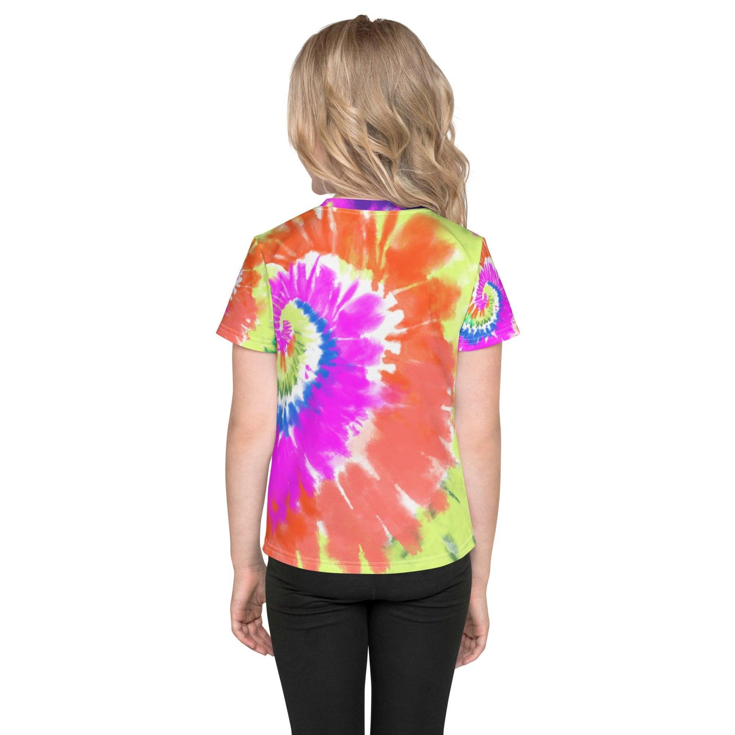 Neon Tie-Dye Kids Crew Neck T-shirt - MessyBunFun - Your Destination for Stylish Unisex Clothing, Tops and bottoms - MessyBunFun.com