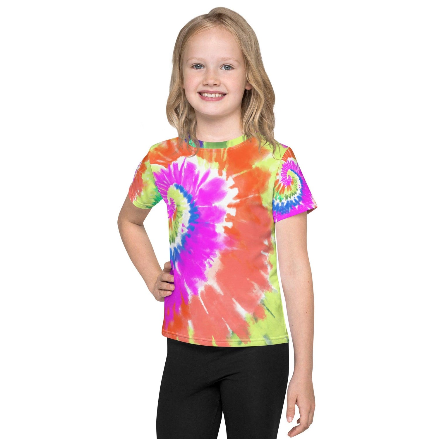 Neon Tie-Dye Kids Crew Neck T-shirt - MessyBunFun - Your Destination for Stylish Unisex Clothing, Tops and bottoms - MessyBunFun.com