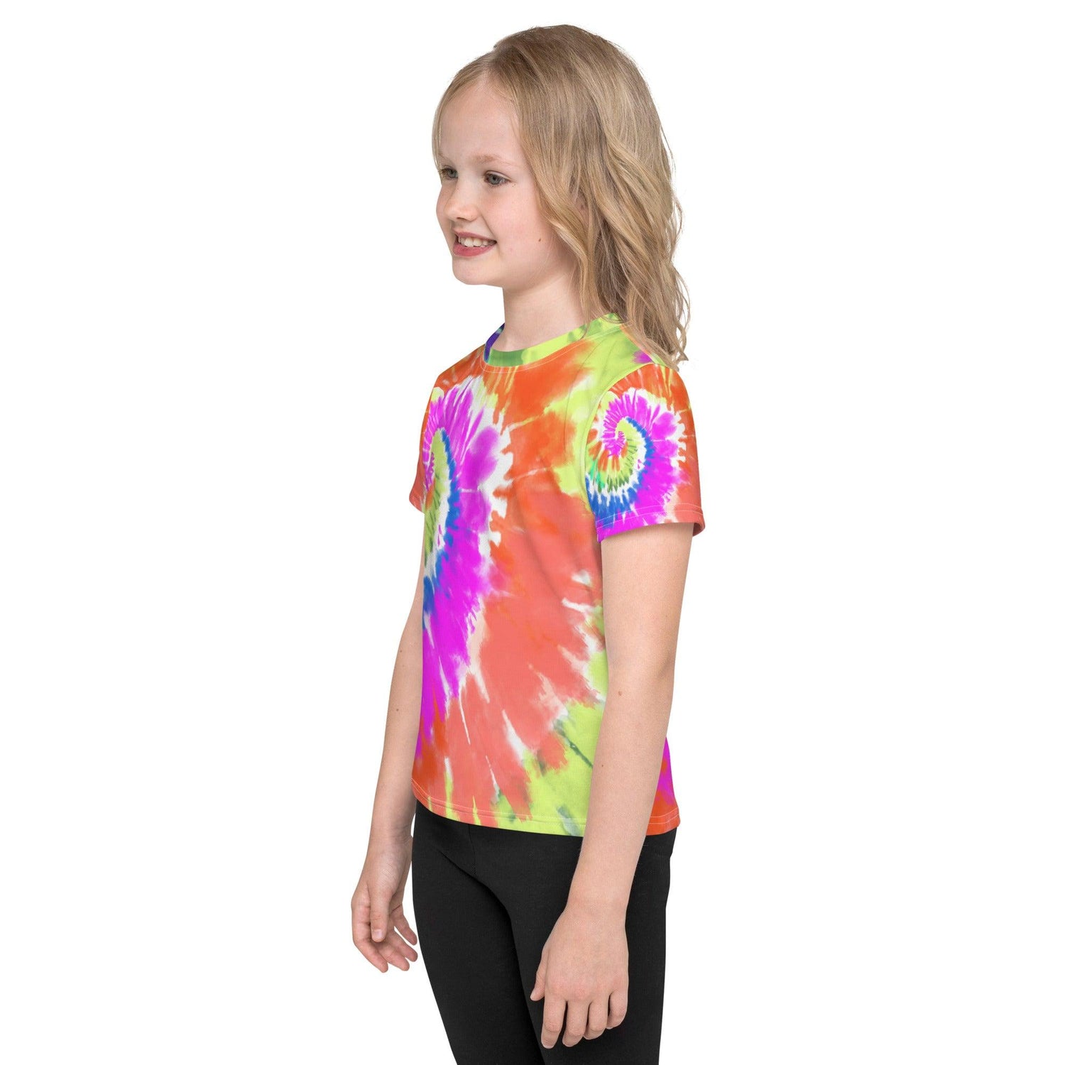 Neon Tie-Dye Kids Crew Neck T-shirt - MessyBunFun - Your Destination for Stylish Unisex Clothing, Tops and bottoms - MessyBunFun.com